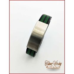   Fekete-zöld színű Görög mintás gravírozható kaucsuk karkötő 