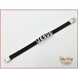 Fekete-ezüst színű nemesacél mintás karkötő 