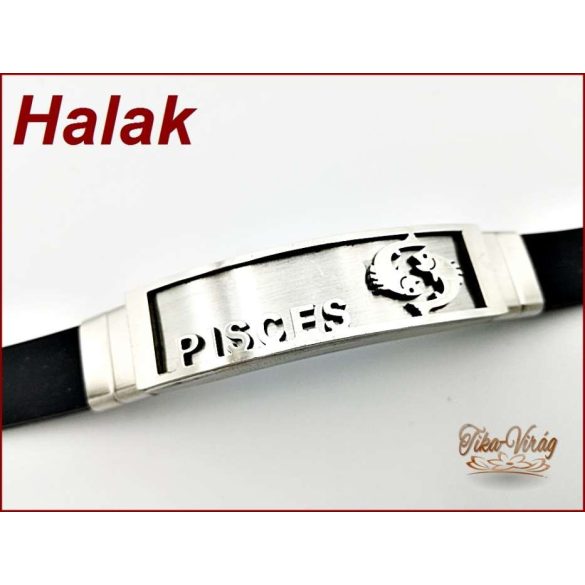 Horoszkópos karkötők fekete kaucsuk szíjon 