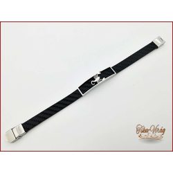 Fekete-ezüst színű nemesacél mintás karkötő 