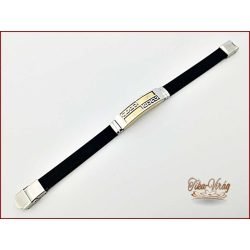 Fekete-arany-ezüst színű karkötő kaucsuk pánttal 