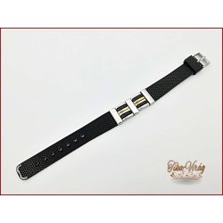   Fekete-arany-ezüst színű karkötő nyomott mintás lakkos kaucsuk pánttal 