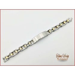 Ezüst-arany színű nemesacél karkötő gravírozható 