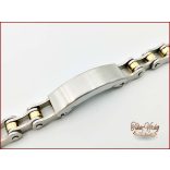 Ezüst-arany színű nemesacél karkötő gravírozható 