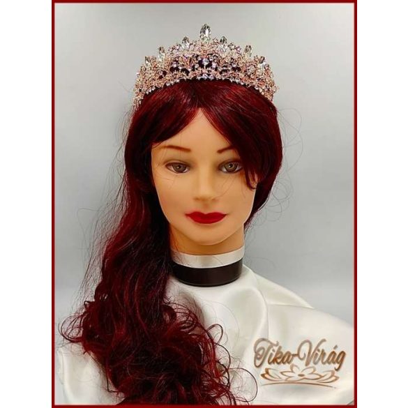 Gold-rose Korona kövekkel-üveggyönggyel díszítve CALNC-190708.gr.