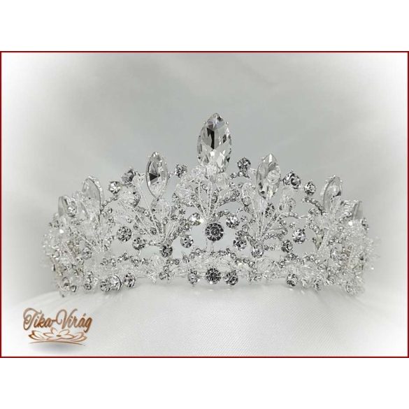 Korona kövekkel-üveggyönggyel díszítve CALNC-190708.