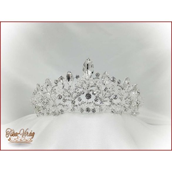 Korona kövekkel-üveggyönggyel díszítve CALNC-190708.