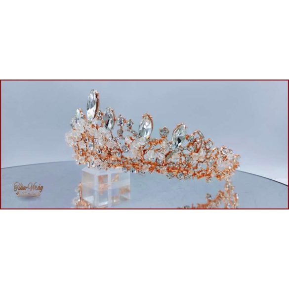 Gold-rose Korona kövekkel-üveggyönggyel díszítve CALNC-190708.gr.