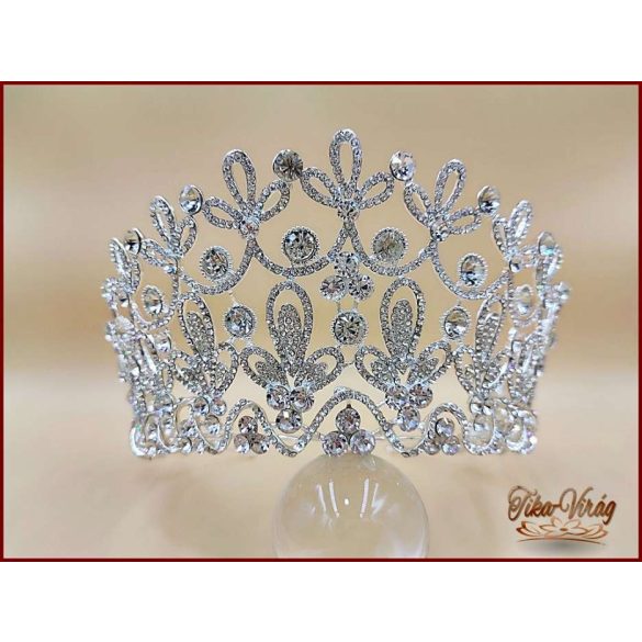 Virágszirmos strasszos nagy méretű fél korona