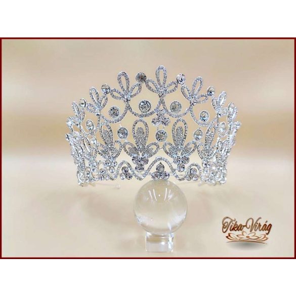 Virágszirmos strasszos nagy méretű fél korona