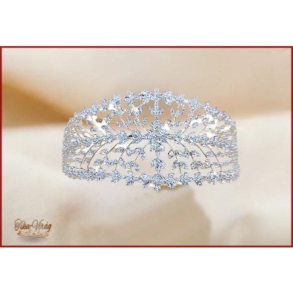 Cirkónia köves fél korona – elegáns esküvői fejdísz