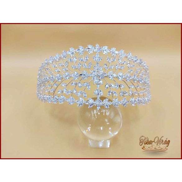 Cirkónia köves fél korona – elegáns esküvői fejdísz