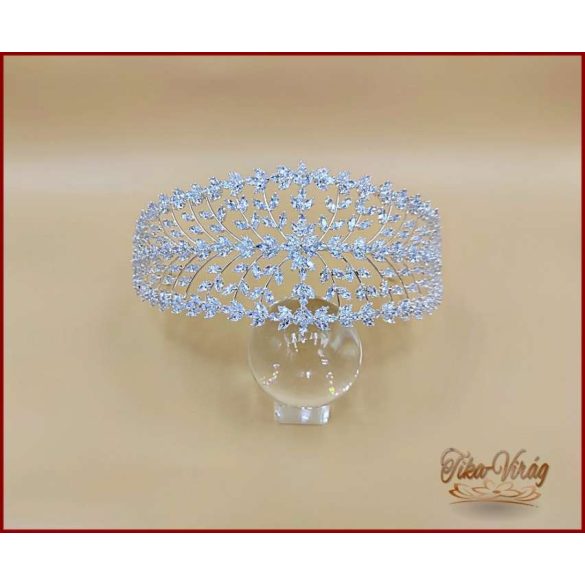 Cirkónia köves fél korona – elegáns esküvői fejdísz