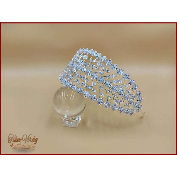 Cirkónia köves fél korona – elegáns esküvői fejdísz