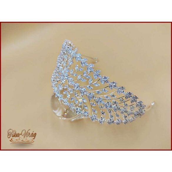 Cirkónia köves fél korona – elegáns esküvői fejdísz