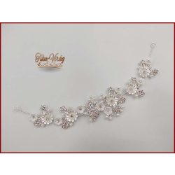   Fehér virágokkal díszített strasszos hajdísz, hajdrót CARCI-191008.v.