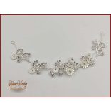 Fehér virágokkal díszített strasszos hajdísz, hajdrót CARCI-20106.v.