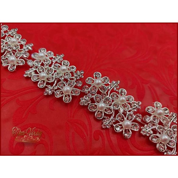 Strasszos hajdísz aranyszínű fehér gyöngyökkel díszítve CARCI-21705.e.