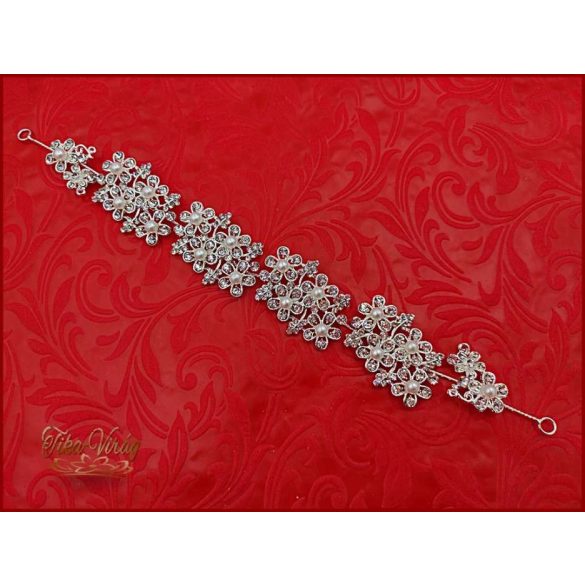 Strasszos hajdísz aranyszínű fehér gyöngyökkel díszítve CARCI-21705.e.