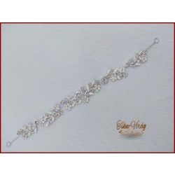   VIRÁGOKKAL DÍSZÍTETT STRASSZOS FEHÉR HAJDÍSZ 28 CM X 2 CM CARCI-22601.F.