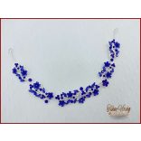 VIRÁGOKKAL DÍSZÍTETT STRASSZOS KIRÁLYKÉK HAJDÍSZ 28 CM X 2 CM CARCI-22601.K.