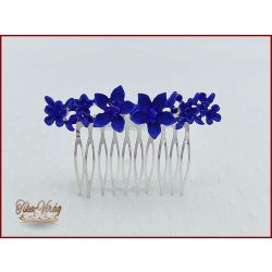   VIRÁGOKKAL DÍSZÍTETT STRASSZOS KIRÁLYKÉK KONTYTŰ 8 CM X 2 CM CARCI-22603.K.