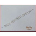 VIRÁGOKKAL DÍSZÍTETT STRASSZOS FEHÉR HAJDÍSZ 28X2 cm CARCI-22612.F.