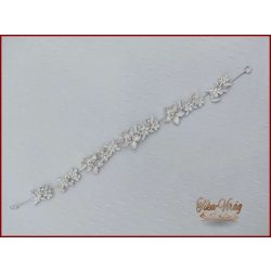  VIRÁGOKKAL DÍSZÍTETT STRASSZOS FEHÉR HAJDÍSZ 28X2 cm CARCI-22612.F.