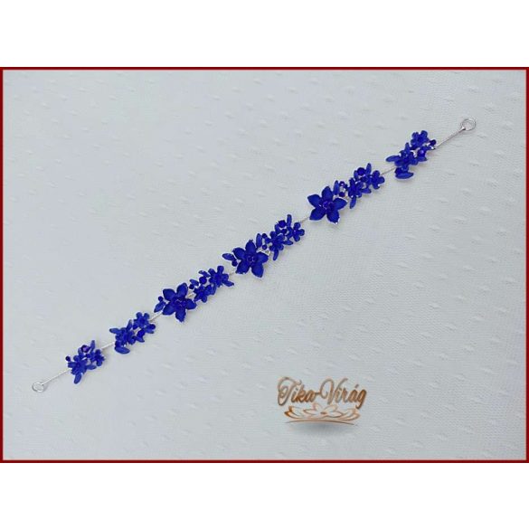 VIRÁGOKKAL DÍSZÍTETT STRASSZOS KIRÁLYKÉK HAJDÍSZ 28 CM X 2 CM CARCI-22612.K.