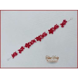   VIRÁGOKKAL DÍSZÍTETT STRASSZOS PIROS HAJDÍSZ 28 CM X 2 CM CARCI-22612.P.