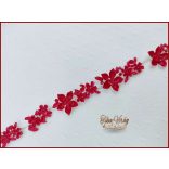 VIRÁGOKKAL DÍSZÍTETT STRASSZOS PIROS HAJDÍSZ 28 CM X 2 CM CARCI-22612.P.