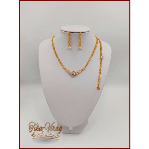 3:1-ben Arany színű kristály-strasszos Cirkónia kövekkel díszített nyakék-szett D4992-181213.a.