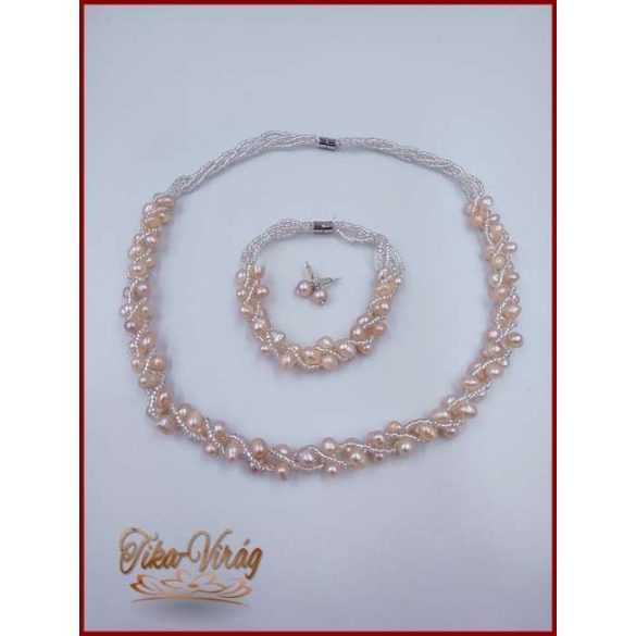 TENYÉSZTETT-GYÖNGY NYAKLÁNC SZETT BARACK 