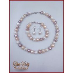 TENYÉSZTETT-GYÖNGY NYAKLÁNC SZETT BÉZS SZÍNŰ 