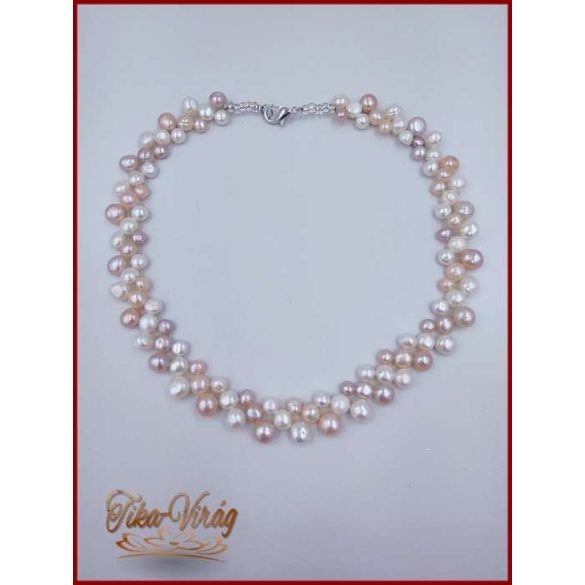 TENYÉSZTETT-GYÖNGY NYAKLÁNC SZETT BARACK-BÉZS 