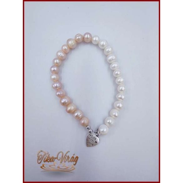 TENYÉSZTETT-GYÖNGY NYAKLÁNC SZETT BARACK-BÉZS 