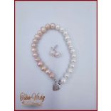 TENYÉSZTETT-GYÖNGY NYAKLÁNC SZETT BARACK-BÉZS 