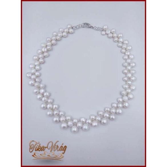 TENYÉSZTETT-GYÖNGY NYAKLÁNC SZETT EKRÜ 