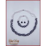 TENYÉSZTETT-GYÖNGY NYAKLÁNC SZETT KÉK 