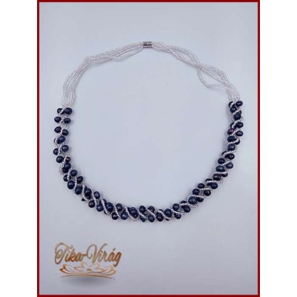 TENYÉSZTETT-GYÖNGY NYAKLÁNC SZETT KÉK 