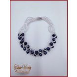 TENYÉSZTETT-GYÖNGY NYAKLÁNC SZETT KÉK 