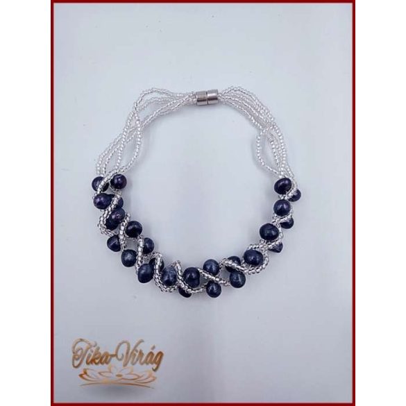 TENYÉSZTETT-GYÖNGY NYAKLÁNC SZETT KÉK 