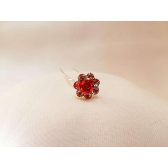 Strasszos kontytű piros E5682.