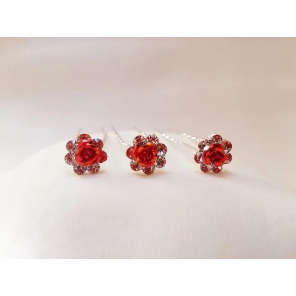 Strasszos kontytű piros E5682.