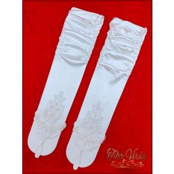 Fehér menyasszonyi vagy báli hosszú kesztyű ujjbedugós 