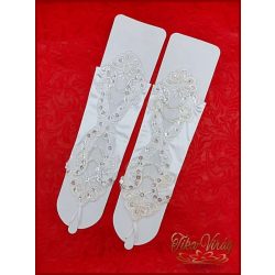 Fehér menyasszonyi vagy báli hosszú kesztyű ujjbedugós 