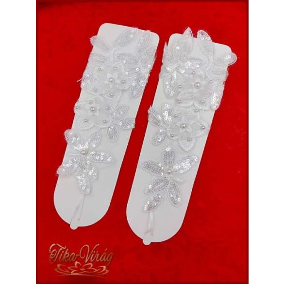 Fehér menyasszonyi vagy báli hosszú kesztyű ujjbedugós 