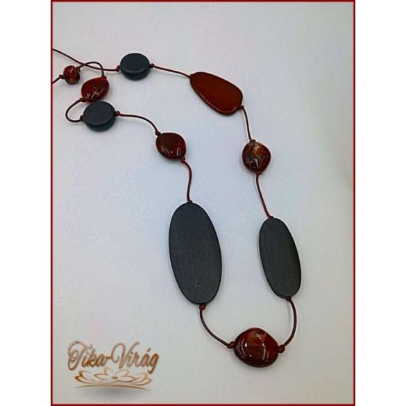 Divat-ékszer hosszú 110cm, barna 