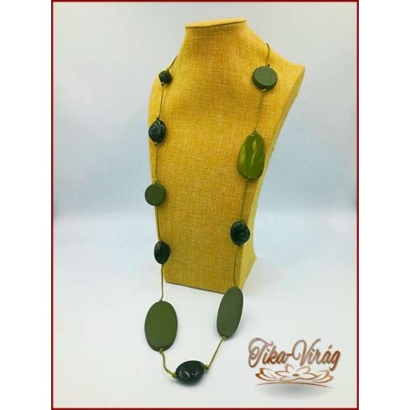 Divat-ékszer hosszú 110cm, moha-zöld 