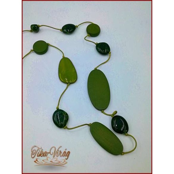 Divat-ékszer hosszú 110cm, moha-zöld 